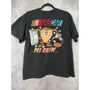 Vintage 1993 NASCAR Taz Tasmanian Devil Pit Crew T-Shirt XL‎ Black Warner Bros